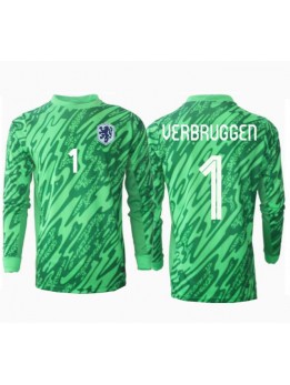 Niederlande Bart Verbruggen #1 Torwart Heimtrikot EM 2024 Langarm